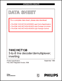 74HC138DB datasheet: 3-to-8 line decoder/demultiplexer; inverting 74HC138DB