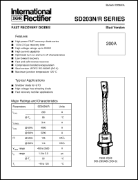 SD203R16S10PBV datasheet: Fast recovery diode SD203R16S10PBV