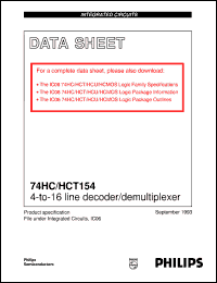 74HC154U datasheet: 4-to-16 line decoder/demultiplexer 74HC154U