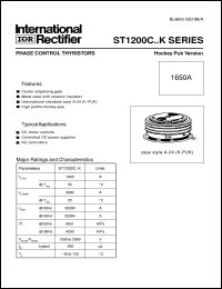 ST1200C16K1L datasheet: Phase control thyristor ST1200C16K1L