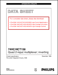 74HC158D datasheet: Quad 2-input multiplexer; inverting 74HC158D