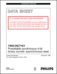 74HC161PW datasheet: Presettable synchronous 4-bit binary counter; asynchronous reset 74HC161PW