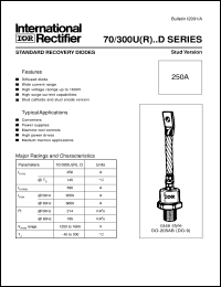 70UFR160PD datasheet: Standard recovery diode 70UFR160PD
