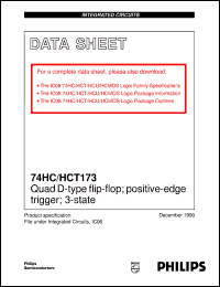 74HCT173D datasheet: Quad D-type flip-flop; positive-edge trigger; 3-state 74HCT173D