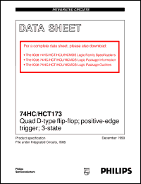 74HCT173NB datasheet: Quad D-type flip-flop; positive-edge trigger; 3-state 74HCT173NB