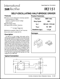 IR2151 datasheet: Self-oscillating half-bridge driver IR2151