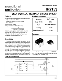 IR2153 datasheet: Self-oscillating half-bridge driver IR2153