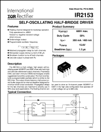 IR2153S datasheet: Self-oscillating half-bridge driver IR2153S