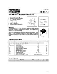 IRFD214 datasheet: HEXFET power MOSFET IRFD214