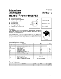 IRFD310 datasheet: HEXFET power MOSFET IRFD310
