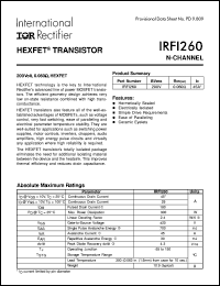 IRFI260 datasheet: HEXFET transistor IRFI260