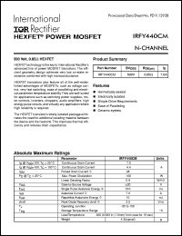 IRFY440CM datasheet: HEXFET power mosfet IRFY440CM