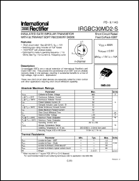 IRGBC30MD2-S datasheet: Insulated gate bipolar transistor with ultrafast soft reconery diode IRGBC30MD2-S