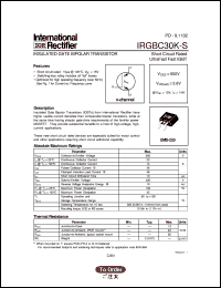 IRGBC30K-S datasheet: Insulated gate bipolar transistor IRGBC30K-S