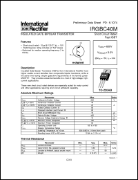 IRGBC40M datasheet: Insulated gate bipolar transistor IRGBC40M