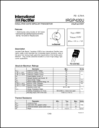 IRGP420U datasheet: Insulated gate bipolar transistor IRGP420U