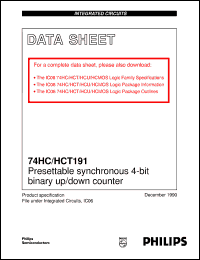 74HC191D datasheet: Presettable synchronous 4-bit binary up/down counter 74HC191D