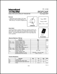 IRGPC20F datasheet: Insulated gate bipolar transistor IRGPC20F