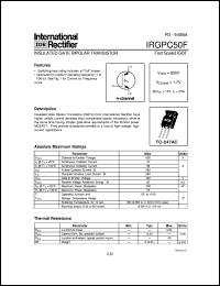 IRGPC50F datasheet: Insulated gate bipolar transistor IRGPC50F