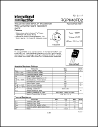 IRGPH40FD2 datasheet: Insulated gate bipolar transistor with ultrafast soft recovery diode IRGPH40FD2