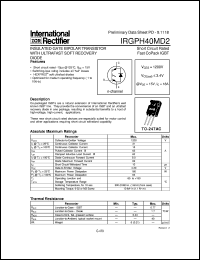 IRGPH40MD2 datasheet: Insulated gate bipolar transistor with ultrafast soft recovery diode IRGPH40MD2
