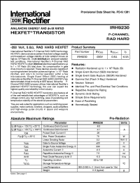 IRH9230 datasheet: HEXFET transistor IRH9230