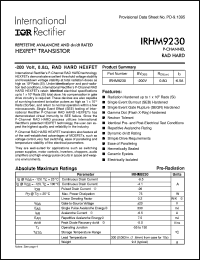 IRHM9230 datasheet: HEXFET transistor IRHM9230