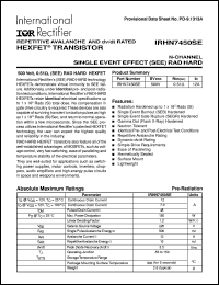 IRHN7450SE datasheet: HEXFET transistor IRHN7450SE