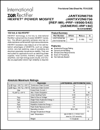 JANTX2N6756 datasheet: HEXFET power mosfet JANTX2N6756