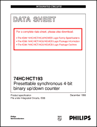 74HC193N datasheet: Presettable synchronous 4-bit binary up/down counter 74HC193N