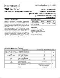 JANTXV2N6796 datasheet: HEXFET power mosfet JANTXV2N6796