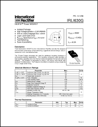 IRLI630G datasheet: HEXFET power mosfet IRLI630G