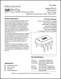 PVT412 datasheet: HEXFET power MOSFET photovoltaic relay PVT412