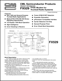 FX529J datasheet: FFSK modem for trunked radio system FX529J