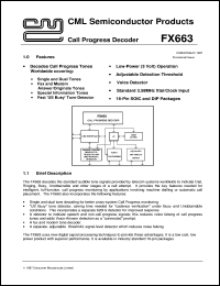 FX663P3 datasheet: Call progress detector FX663P3