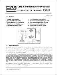 FX828D5 datasheet: CTCSS/DCS/SELCALL processor FX828D5