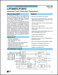 LXT300ZNE datasheet: Short/Haul transceiver LXT300ZNE