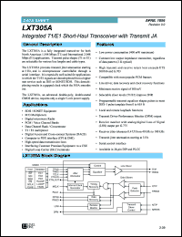 LXT305ANE datasheet: Short/Haul transceiver with receive JA LXT305ANE