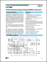 LXT400PE datasheet: Switched 56/DDS transceiver LXT400PE
