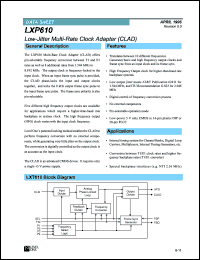 LXP610PE datasheet: Low-jitter multi-rate clock adapter LXP610PE