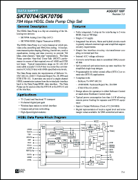 SK70706HDX datasheet: 784 kbps HDSL data pump chip set SK70706HDX