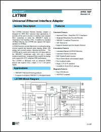 LXT908PC datasheet: Unibersal ethernet interface adapter LXT908PC