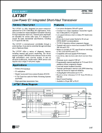LXT307NE datasheet: Low-power E1 integrated short-haul transceiver LXT307NE