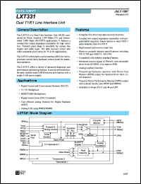 LXT331E1 datasheet: Dual T1/E1 line interface unit LXT331E1