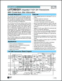LXT350PE datasheet: Integrated T1/E1 S/H transceiver with crystal-less jitter attenuation LXT350PE