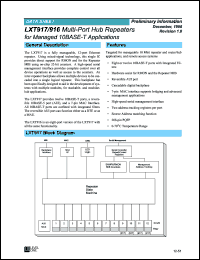 LXT916QC datasheet: Multi-port hub repeater for managed 10BASE-T applications LXT916QC