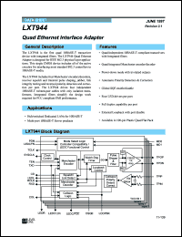 LXT944QC datasheet: Quad ethernet interface adapter LXT944QC