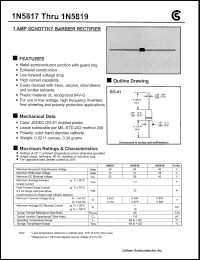 1N5819 datasheet: 1 AMP shottky barrier rectifier 1N5819