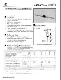 1N5821 datasheet: 3 AMP shottky barrier rectifier 1N5821