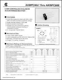 AKBPC602 datasheet: 6 AMP controlled avalanch silicon bridge rectifier AKBPC602